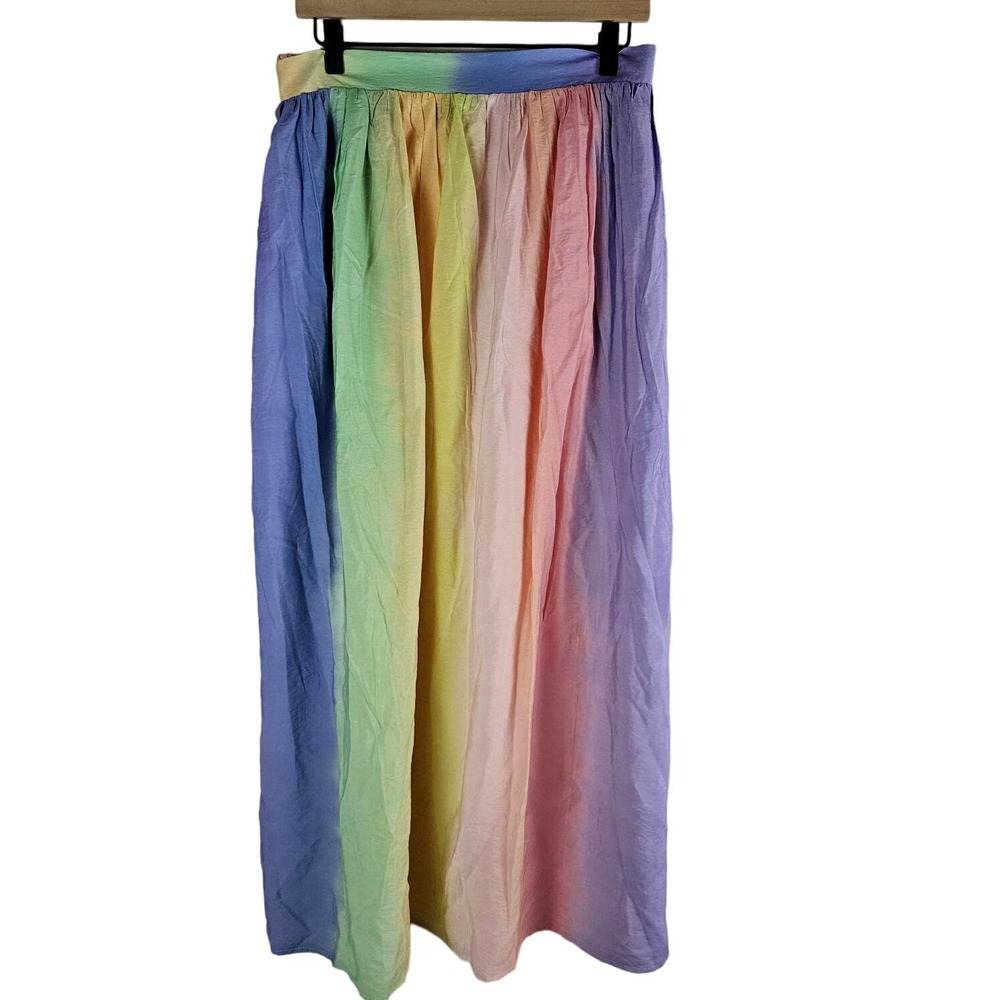 Eloquii Womens Sz 18 Skirt Rainbow Ombre Midi/Maxi Length Lined Spring Summer